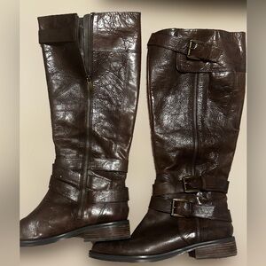 Enzo Angiolini Brown Leather Knee-High Boots  Size 10 Womens Easaylem Dark Brown
